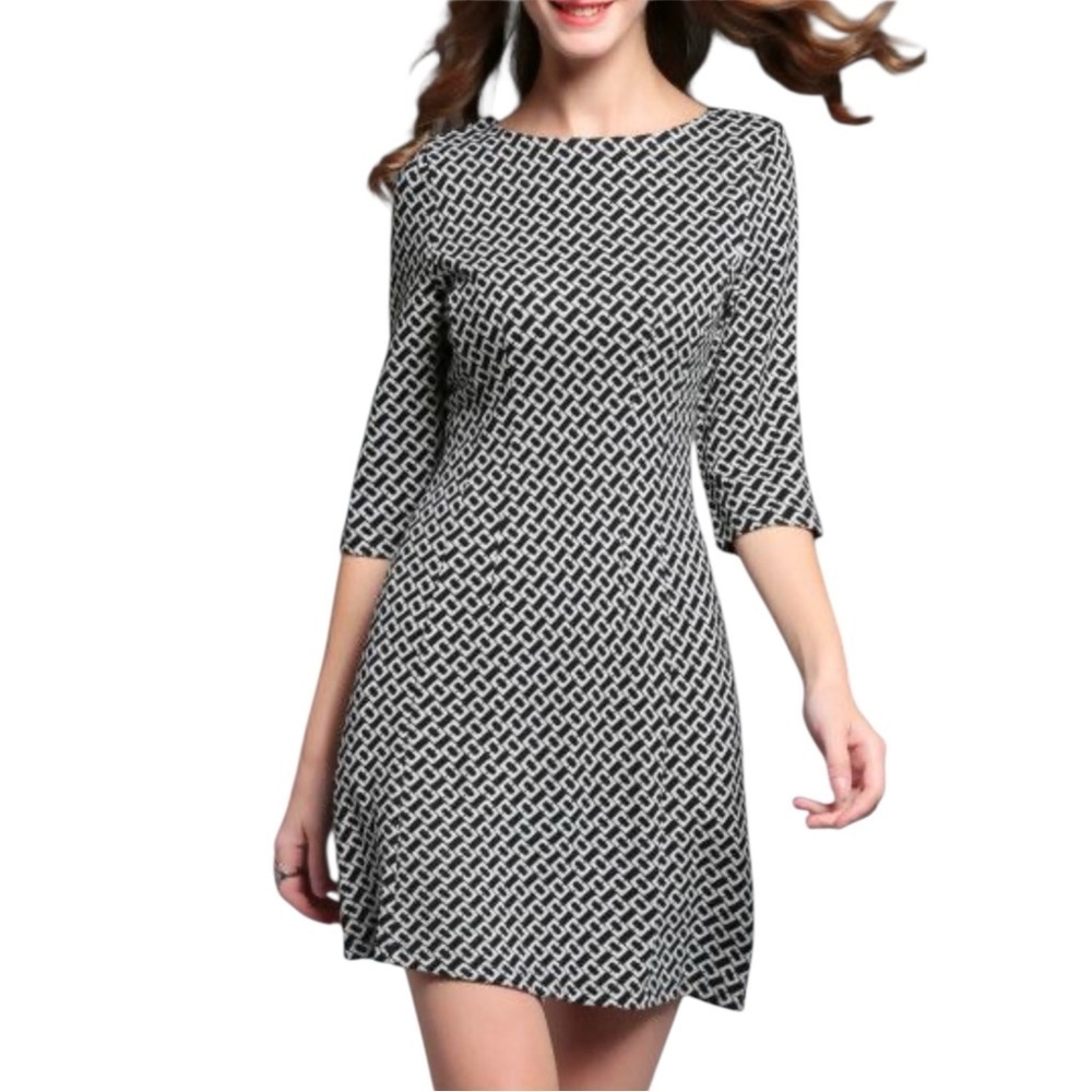 Mercer & Madison Black and White Geometric Mini Dress